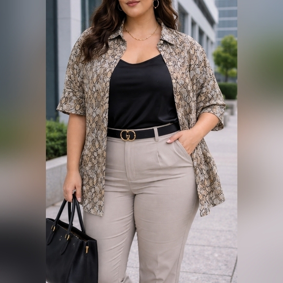 DAVI & DANI Tops - NWT Davi & Dani Oversized Snake Print Button Down Shirt Size 2X